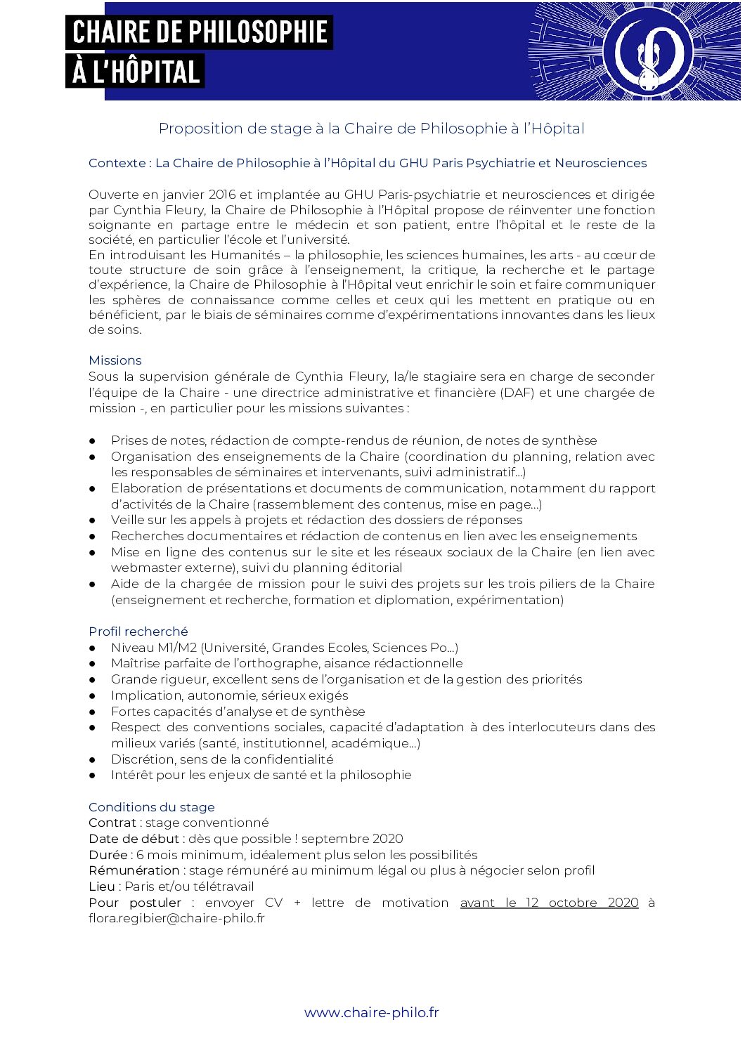 NEW_2020_09_Annonce stage Chaire Philo