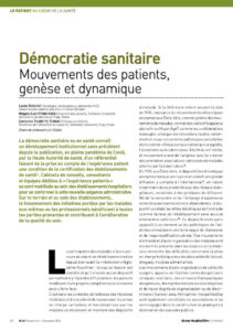 1ère page article "Démocratie sanitaire" in RHF