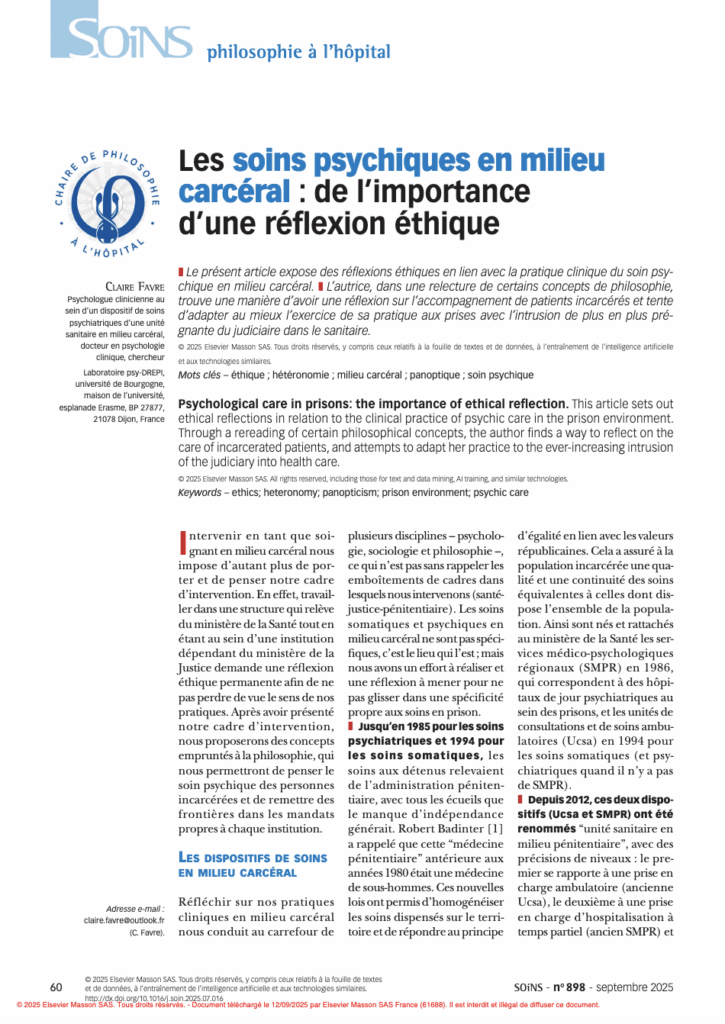 Les soins psychiques en milieu carcéral