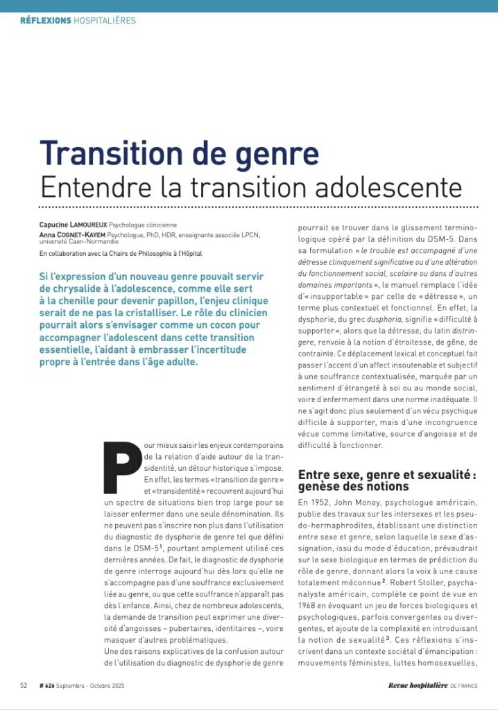 Transition de genre, Entendre la transition adolescente