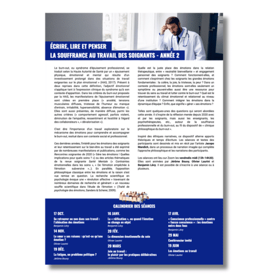 Visuel du programme du séminaire-atelier sur le burn-out année 2